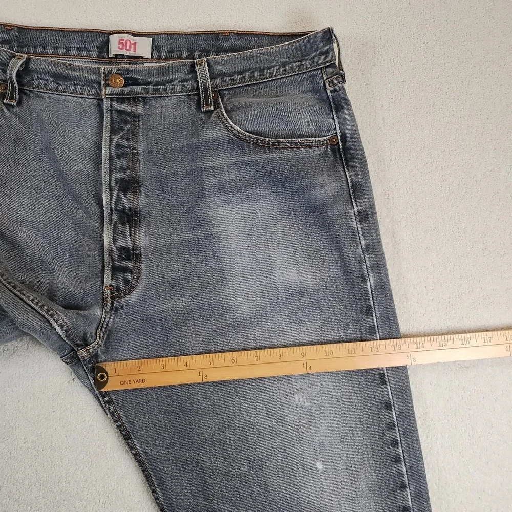 VTG Levi's 501 Jeans Men's 39x30 Black Button Fly Faded Distressed Grunge 90's
